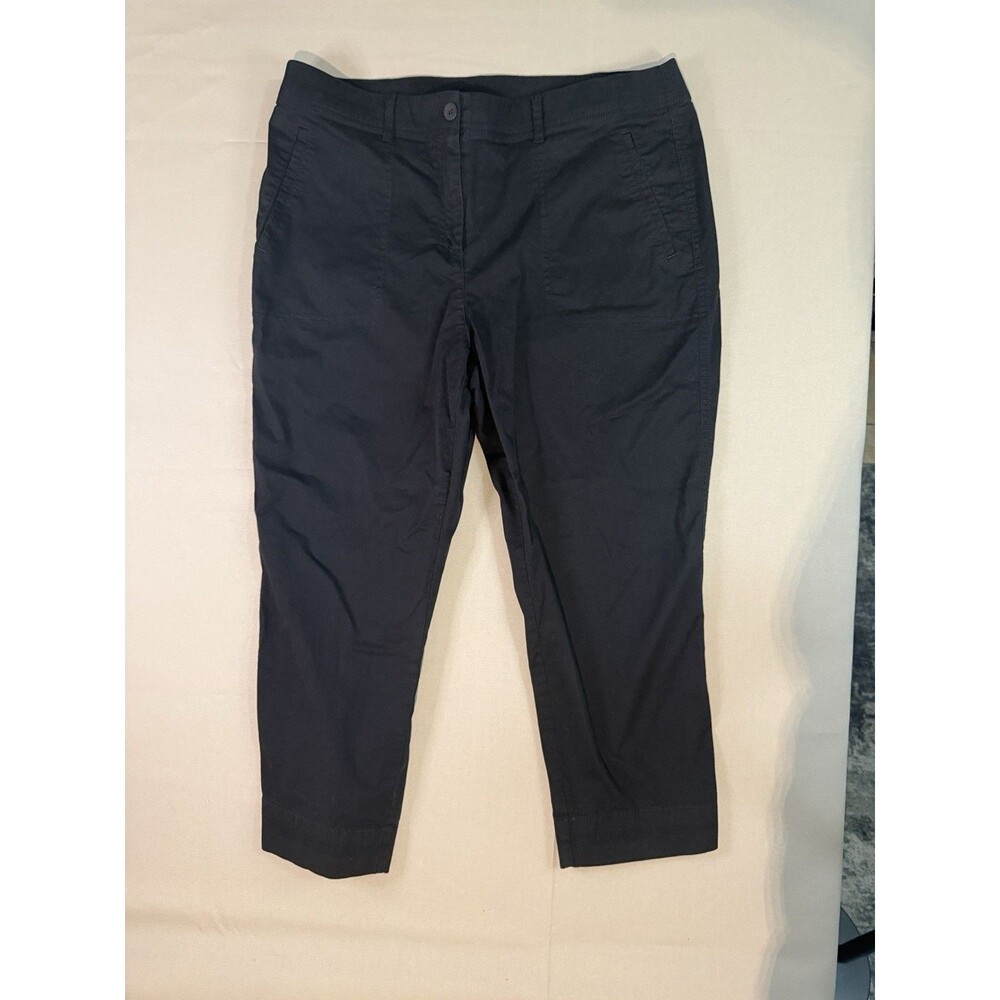 Chicos Emme Four Pocket Straight Cropped Pants Size 2 US 12 Black